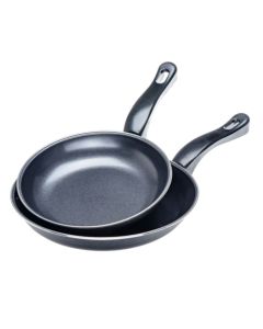 Frying pan set (2 pieces), steel, black, Dia. 20/24 cm