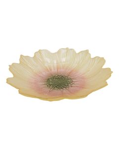 Flower shaped plate, glass, yellow, Dia. 21 cm
