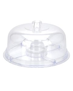 Serving tray with 6 compartments, polystyrene, transparent, Dia. 30.5 x H 20 cm