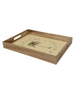 Serving tray, paulownia (wood), brown, 40x29.8x4.9 cm