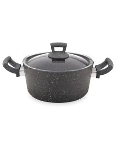 Induction granite pot with lid Germanitium, aluminum, grey, 7.75L / Dia. 30 x H 13.5 cm