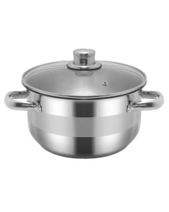 Induction cooker with lid, stainless steel, silver color, 4.5L / Dia. 22 x H 12 cm