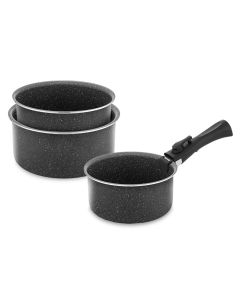 Set with induction cooker and ceramic non-stick coating with removable handle, aluminum, grey, 16/18/20 cm