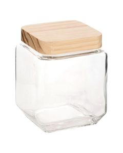 Jar Squa with lid, glass, transparent, 1.25L / 11x11x14.5 cm