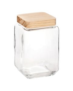 Jar Squa with lid, glass, transparent, 1.7L / 11.3x11.3x19 cm