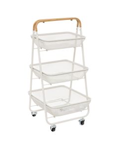 Mayaj 3-tier organizer, steel/wood, beige, 48x41.5x86 cm