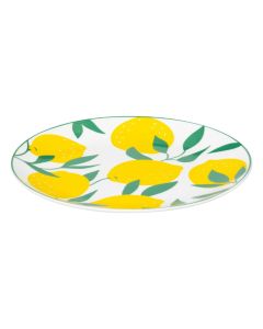 Pjatë ëmbëlsire, porcelan, e bardhë me motive limoni, Dia. 19 x H 2.1 cm