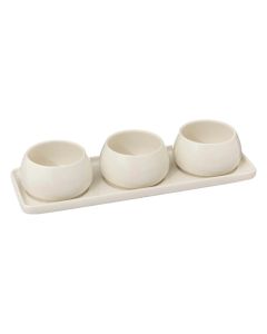 Nora set of antipasti bowls with trays, stoneware, white, Dia. 9.5 x H 5 cm