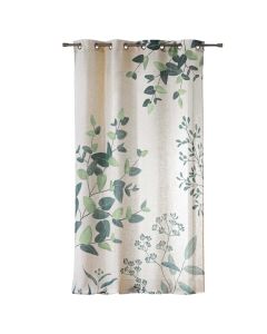 Botanica full curtain with rings, polyester/linen, natural/green, 140x260 cm