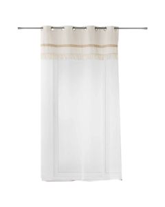 Janara net curtain with rings, polycotton/jute, white/natural, 140x240 cm