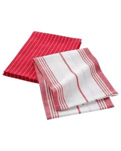 Kitchen towel (Pck 2), cotton, white/red, 50x70 cm