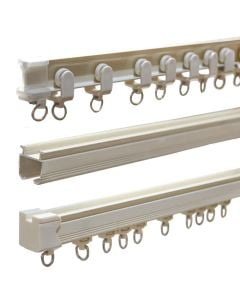 Single rail with accessories, aluminum, white, 2.4 m