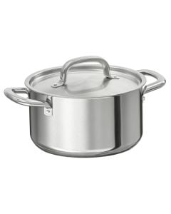 Tenxhere RomaInox Italy me induksion me kapak, inoks, ngjyrë argjendi, 3L / Dia. 20 x H 11 cm