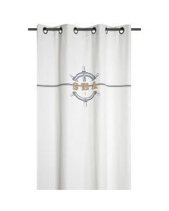 Maritime full curtain with rings, 100% cotton, off-white, 140x260 cm