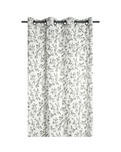 Perde plotë me unaza Clarine, 55% pambuk dhe 45% poliestër, bezhë e hapur me dizenjo lulesh, 140x260 cm