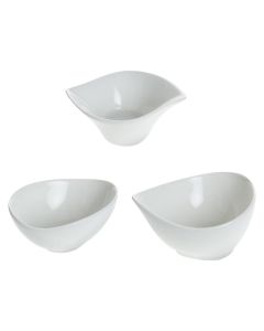 Small serving bowls, 4 different shapes, porcelain, white, 10.5x7x4 cm