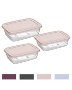Storage container set Cook&Keep (3 pieces),  PP/Silicone, transparent/assorted colors, 300 ml / 13x9.5x7.5 cm