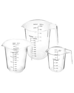 Aqua measuring jug set (3 pieces), plastic, transparent, 250 / 500 / 1000 ml