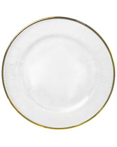 Serving plate, glass, clear/gold, Dia. 20 cm