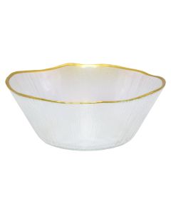 Bowl, glass, transparent with a gold outline, Dia. 15 x H 5.5 cm