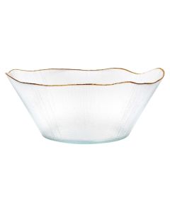 Bowl, glass, transparent with a gold outline, Dia. 28 x H 11 cm