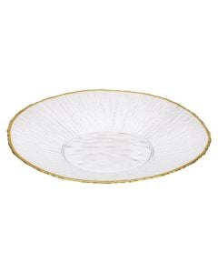 Dessert plate, glass, transparent with a gold outline, Dia. 21 x H 2.7 cm