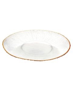 Serving plate, glass, transparent with a gold outline, Dia. 28 x H 2.5 cm