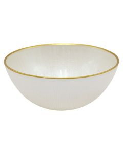 Bowl, glass, white with a gold outline, Dia. 15 cm