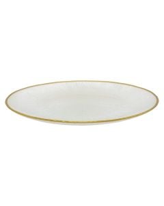 Serving plate, glass, white with a gold outline, Dia. 32 cm