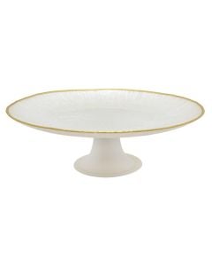 Cake stand, glass, white with a gold outline, Dia. 28 cm