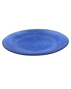 Serving plate, glass, blue, Dia. 28 cm