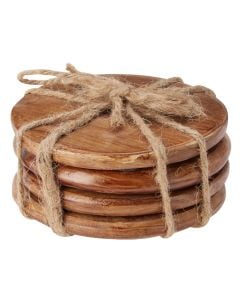 Coaster for glasses (Pck4), mango wood, brown, Dia. 10 cm