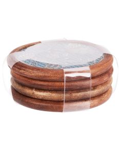 Coaster for glasses (Pck4), mango wood, multicolored, Dia. 10 x H 1 cm