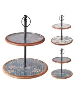Cake stand, mango wood, multicolored, Dia. 30 x H 43 cm