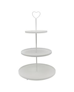 Cake stand, iron, white, Dia. 30 x H 48 cm