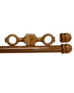 Curtain rod set with two ceiling suports and knobs, wooden, assorted colors, 150 cm x 28 mm