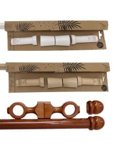 Curtain rod set with two ceiling suports and knobs, wooden, assorted colors, 200 cm x 28 mm