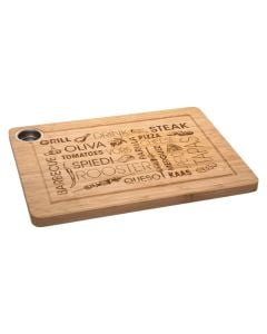 Word cutting board, bamboo, brown, 38x28x2 cm