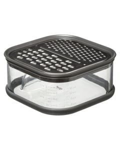2 graters with collection box, stainless steel/plastic, black, 13.8x13.8x6.5 cm