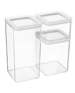 Eske storage box set (3 pieces), plastic, transparent, 21.2x20.4x10.4 cm
