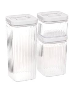 Streaks storage box set (3 pieces), plastic, transparent, 10x7.5x10 cm