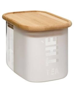 Glassy tea jar, glass/bamboo, transparent/natural, 720 ml / 8x12x8.5 cm