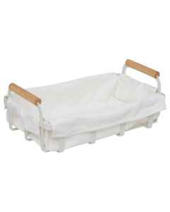 Shportë buke Balm, poliestër/metal, e bardhë/bezhë, 27.6x15.9x10.9 cm