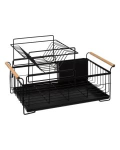 Natureo 2-tier dish drainer, steel, black, 48x29x28.3 cm