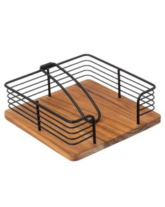Kitchen paper holder, steel/wooden, black/brown, 19x19x7 cm