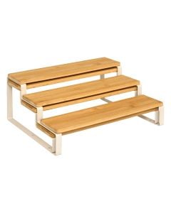 Ordera tiered spice organizer, steel/bamboo, natural/white, 32x26x13.5 cm