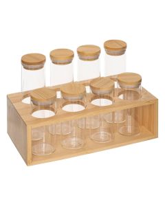 Hermet spice rack, bamboo/glass, transparent/natural, 22x11.5x15 cm