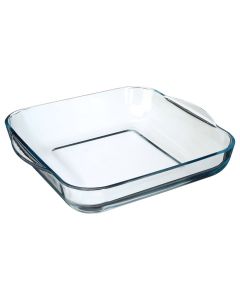 Square cookware, glass, transparent, 28.5x28.5x6 cm