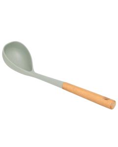 Laddle, wodden/plastic/silicone, grey/beige, 8x7x34 cm