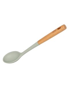 Serving spoon, wodden/plastic/silicone, grey/beige, 6.4x4.4x34 cm
